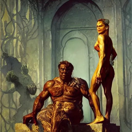 Prompt: Roguish Picaro Dsurion stands at the gates of Hades Hand Crafted By Rodin. Painting by greg rutkowski Donato Giancola Jeff Simpson norman rockwell stamp watercolor