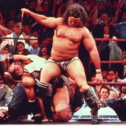 Image similar to karl marx!!!!! bodyslams friedrich nietzsche!!!!! in wwe championship match, 1 9 9 0 vintage photo, portrait, close - up, award - winning