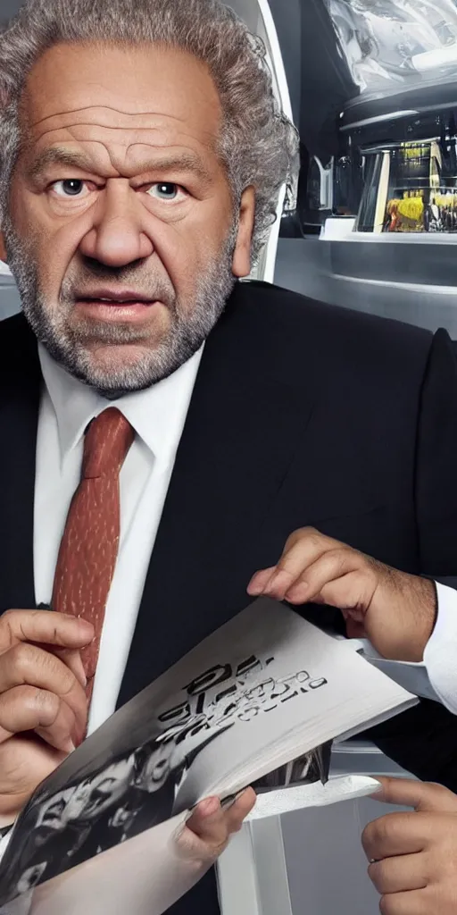Image similar to a dream sequence of alan sugar turning into an advert, dream sequence. the apprentice, hyperdetailed, 8 k