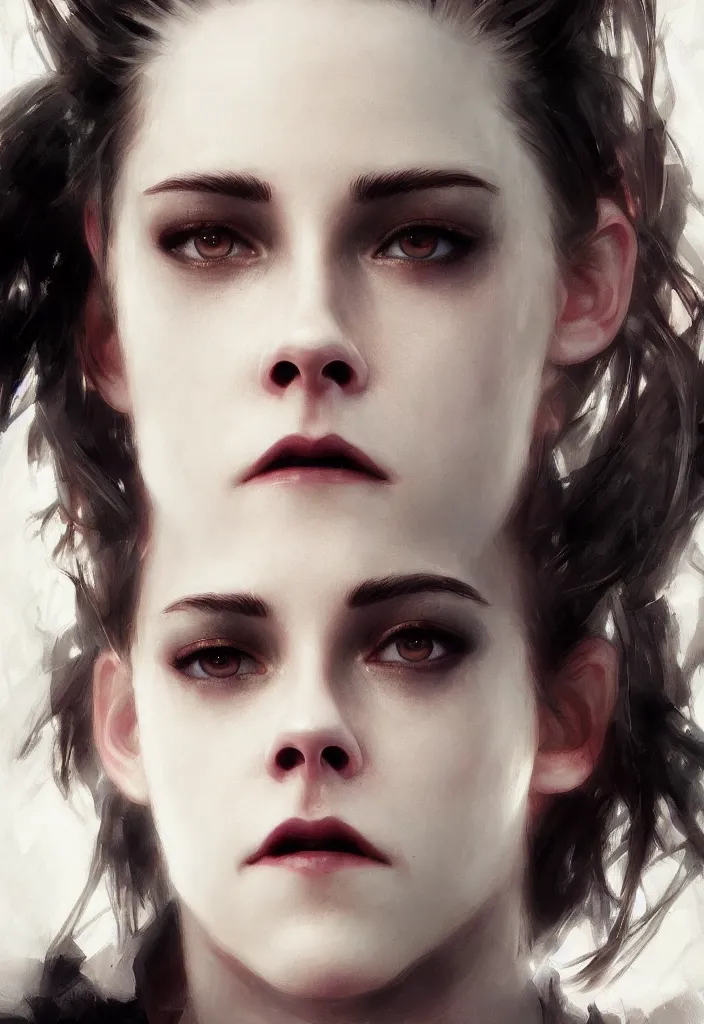 Image similar to portrait cyborg Kristen Stewart, digital art from artstation by by Ikeuchi and Ruan Jia and Mandy Jurgens and Artgerm and william-adolphe bouguereau and Greg Rutkowski and Wayne Barlowe, extremely beautiful and proportionate face, sharp focus, hyper detailled, trending on artstation