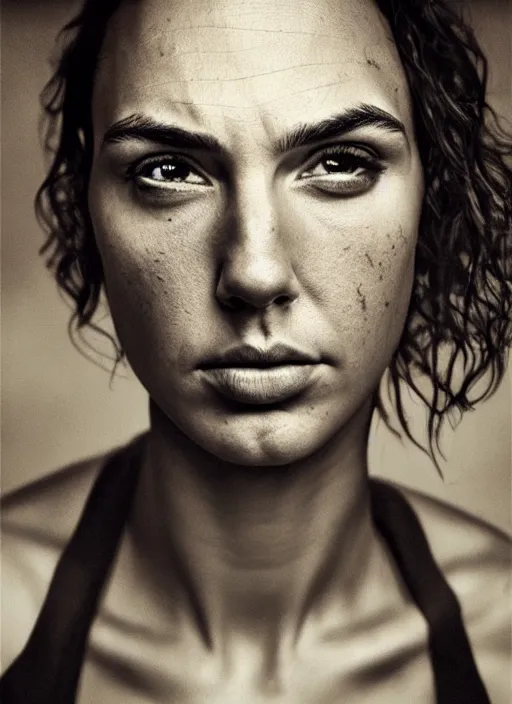 Image similar to portrait of ugly gal gadot by lee jeffries, headshot, detailed, award winning, sony a 7 r