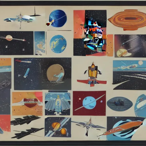 Image similar to A mid-century modern collage of Space Travel.