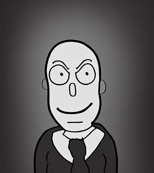 Image similar to professional photograph of a portrait of Mr Meeseek from Rick and Morty, black and white, studio lighting, highly detailed