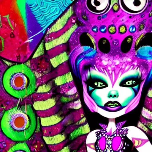 Prompt: psychedelic monster high detail