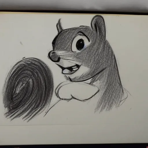 Image similar to milt kahl sketch of a squirrel