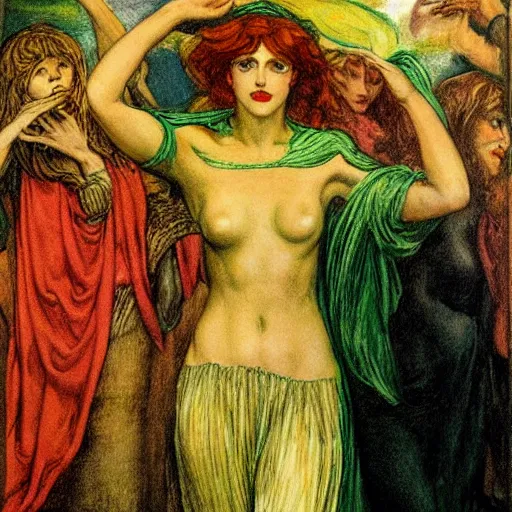 Image similar to witch circe of the odyssey, art by dante gabriel rossetti