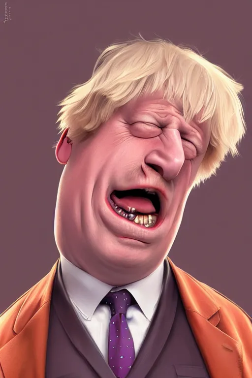 Image similar to Boris Johnson as a Family Guy character, realistic portrait, symmetrical, highly detailed, digital painting, artstation, concept art, smooth, sharp focus, illustration, cinematic lighting, art by artgerm and greg rutkowski and alphonse mucha