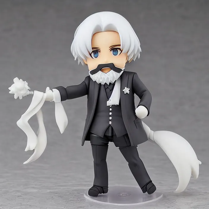 Prompt: karl marx white hair, an anime nendoroid of karl marx, figurine, detailed product photo