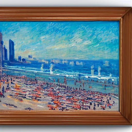 Image similar to cyberpunk rio de janeiro copacabana beach painted by monet