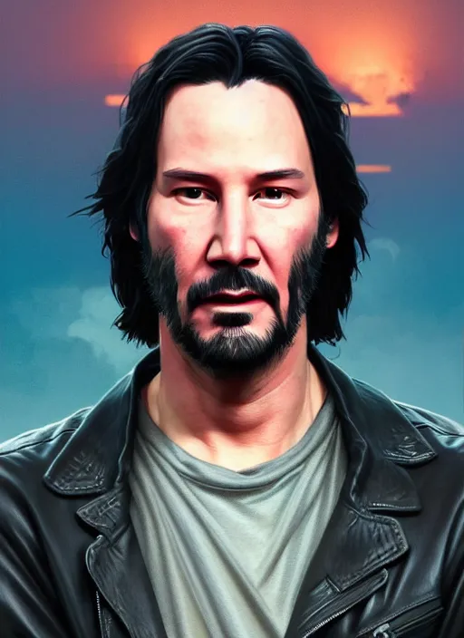 Image similar to highly detailed portrait of keanu reeves in gta v, stephen bliss, unreal engine, fantasy art by greg rutkowski, loish, rhads, ferdinand knab, makoto shinkai and lois van baarle, artgerm, pixar, ilya kuvshinov, rossdraws, tom bagshaw, global illumination, radiant light, detailed and intricate environment