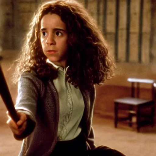 Image similar to film still of Hermione Granger.