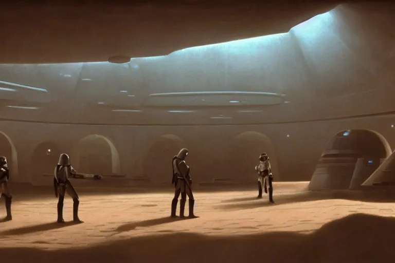 Prompt: the most amazing dream you ever had about star wars cantina, hyper realistic, ambient lighting, concept art, intricate, hyper detailed, smooth, volumetric lighting, george lucas, ralph mcquarrie, octane