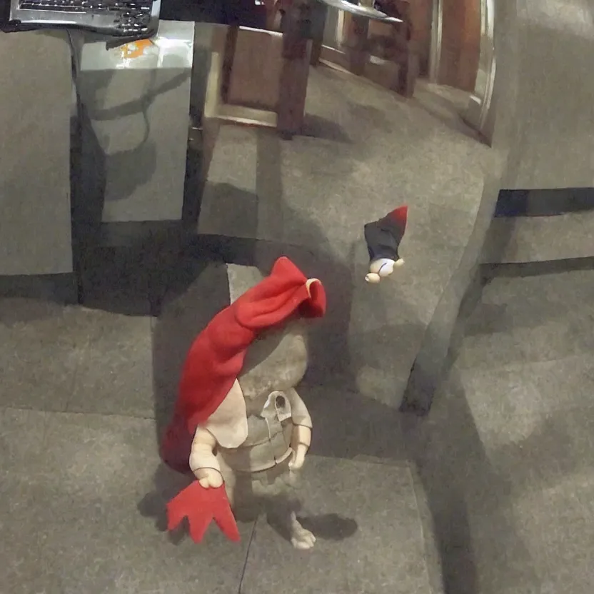 Image similar to a live gnome, cctv footage