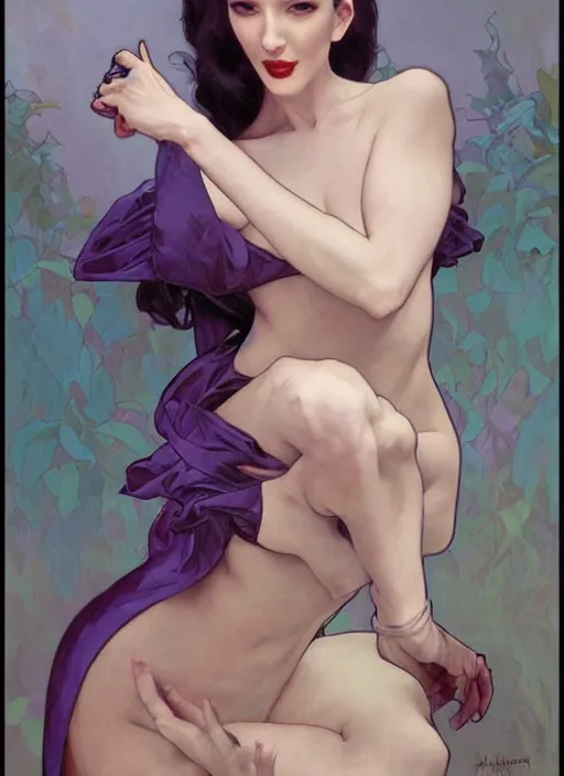 Image similar to violet chachki, painting by artgerm and greg rutkowski and alphonse mucha