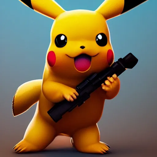 Prompt: Photorealistic pikachu holding a pistol