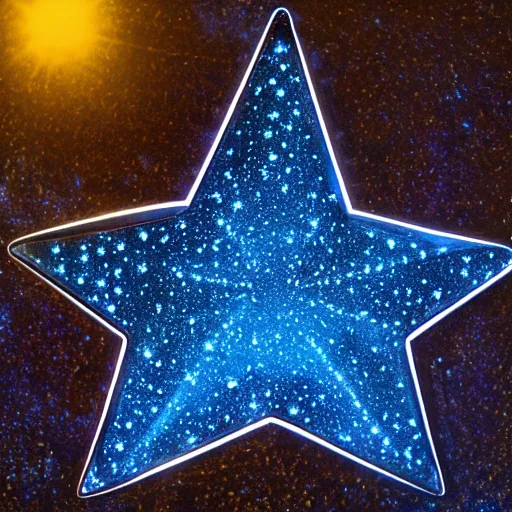 Image similar to dark blue glowing ceramic star shape, photograph