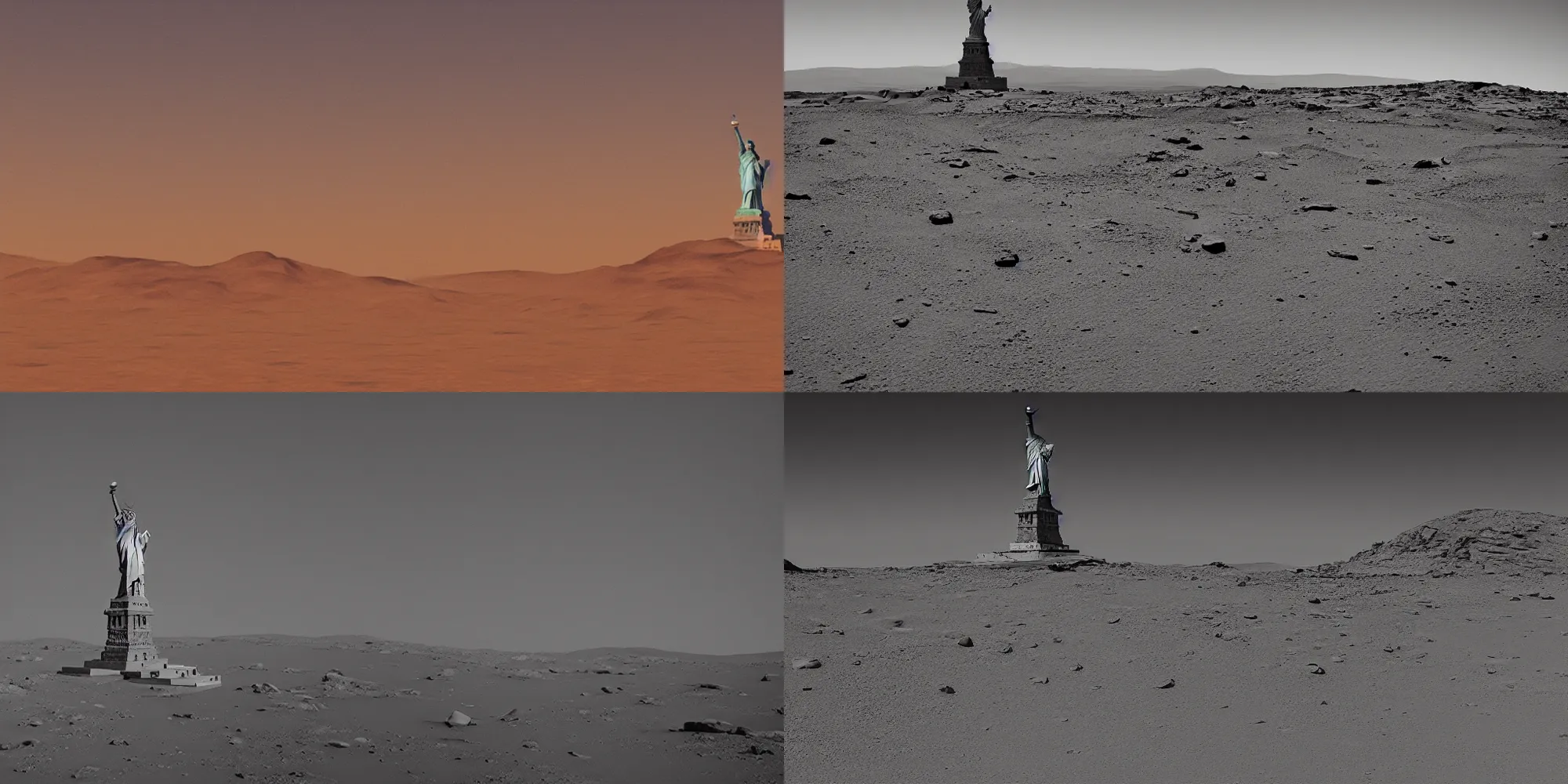 Prompt: the statue of liberty on mars, cinematic, dramatic lighting