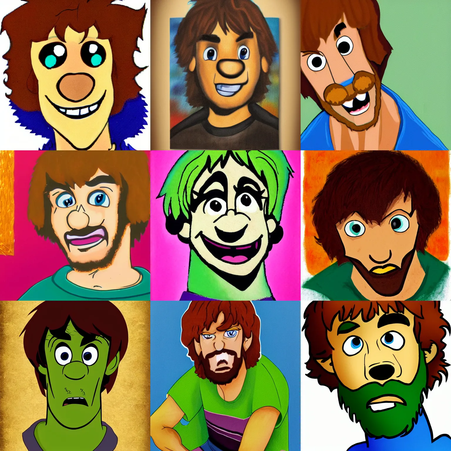 Prompt: portrait of shaggy from scooby doo