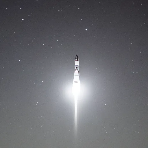 Image similar to a moon rocket, natural lighting, at night, moon in sky, high resolution