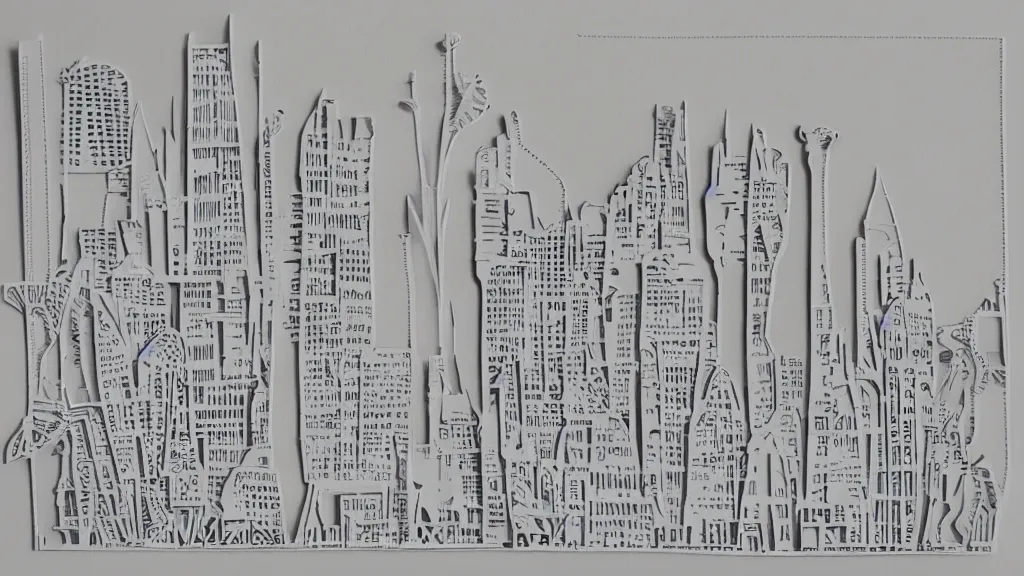 Image similar to a Paper cutout art sample of a city