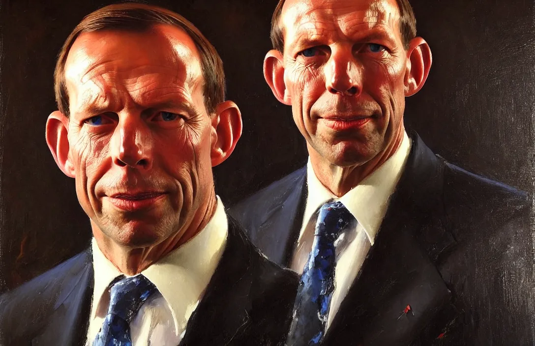 Image similar to portrait of tony abbott australian politician!!!!!!!!!!!!!!!!!!!!!!!!!!!, detailed face, detailed painting,, epic lighting, by ilya repin, phil hale and kent williams