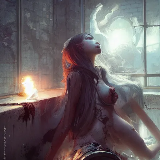 Prompt: awoke to the violent crunch of metal, sweet smells of soap, by wlop, artgerm, greg rutkowski
