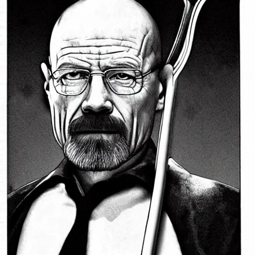 Image similar to walter white holding a sword