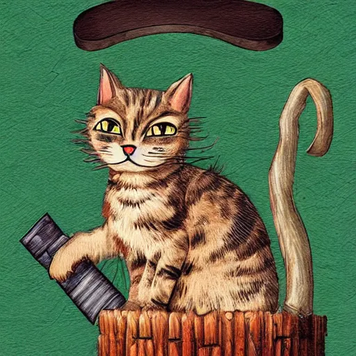 Prompt: A cat that is a woodcutter, digital art , highly detailed , high contrast, beautiful lighting