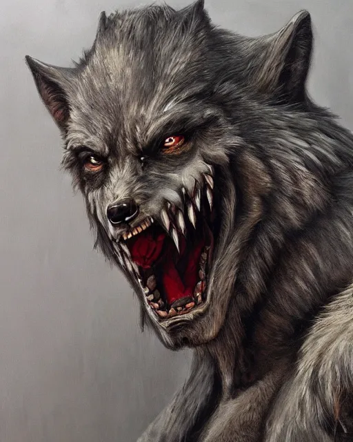 Prompt: werewolf concept designs by Rick Baker, highly detailed, Oil Painting, trending on artstation