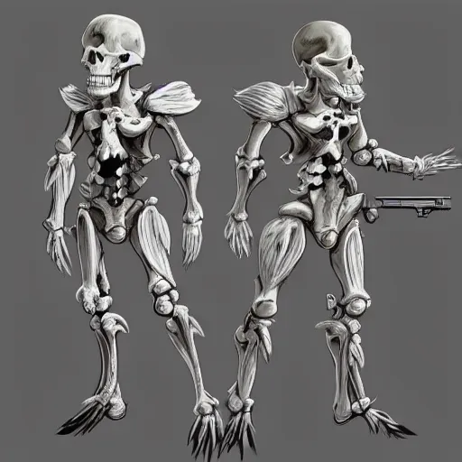 Prompt: A weapon made out of bones, concept art