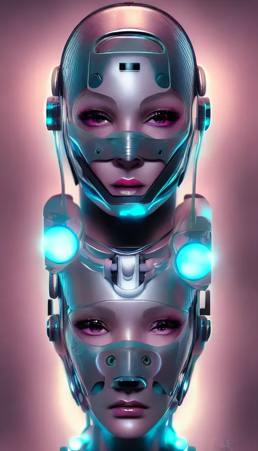 Image similar to face mask on beautiful woman face, cyberpunk art by kuno veeber, cgsociety, computer art, ultra detailed, futuristic, anime aesthetic