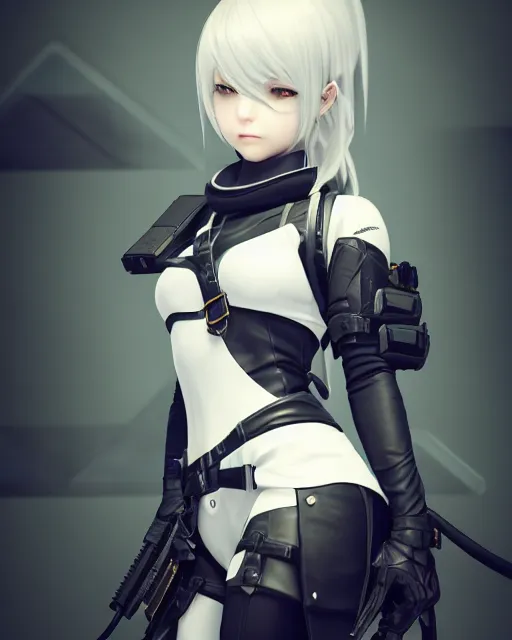 Image similar to yorha no. 2 type b as a overwatch character, medium shot, asymmetrical, profile picture, hyper realism, cinematic, volumetric lighting, epic composition, high detail, octane render, unreal engine, 8 k, concept art, 3 d render, digital art, deviantart artstation, ray tracing, apocalyptic, intricate complexity, extremely detailed, very sharp,