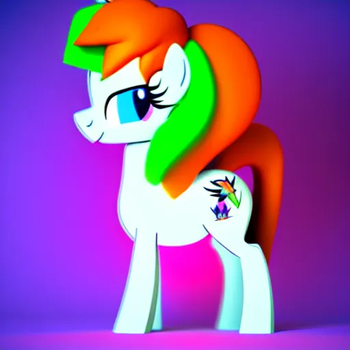 Image similar to white colored stoner pony from my little pony, marijuana themed, weed cutie mark, art, smoke everywhere, colorful, 3 d, render, blender 3 d, soft lighting, green mane, surrounded by smoke clouds spiraling around