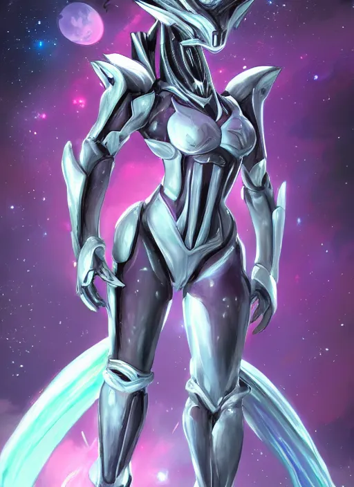 Image similar to cinematic goddess shot, cosmic sized perfectly proportioned stunning beautiful hot anthropomorphic robot mecha female dragon, in space, nebula sized, larger than galaxies, holding onto a galaxy, silver armor, epic proportions, epic size, epic scale, digital art, furry art, macro art, dragon art, giantess art, warframe fanart, furaffinity, deviantart