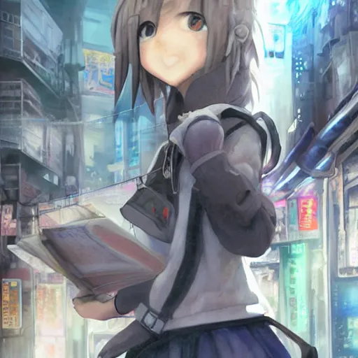 Image similar to dynamic composition, motion, ultra-detailed, incredibly detailed, a lot of details, amazing fine details and brush strokes, colorful and grayish palette, smooth, HD semirealistic anime CG concept art digital painting, watercolor oil painting of Clean and detailed post-cyberpunk sci-fi close-up schoolgirl in asian city in style of cytus and deemo, blue flame, relaxing, calm and mysterious vibes,, by a Chinese artist at ArtStation, by Huang Guangjian, Fenghua Zhong, Ruan Jia, Xin Jin and Wei Chang. Realistic artwork of a Chinese videogame, gradients, gentle an harmonic grayish colors. set in half-life 2, Matrix, GITS, Blade Runner, Neotokyo Source, Syndicate(2012), dynamic composition, beautiful with eerie vibes, very inspirational, very stylish, with gradients, surrealistic, dystopia, postapocalyptic vibes, depth of field, mist, rich cinematic atmosphere, perfect digital art, mystical journey in strange world