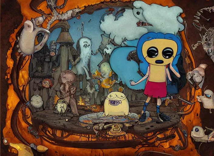 Prompt: adventure time painting carved in amber by chiara bautista and norman rockwell and greg rutkowski weta studio