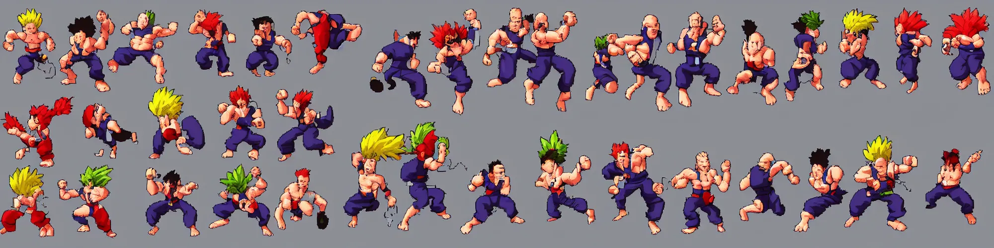 Prompt: akuma walk cycle sprite sheet, street fighter iii : third strike, professional pixel art, capcom official media