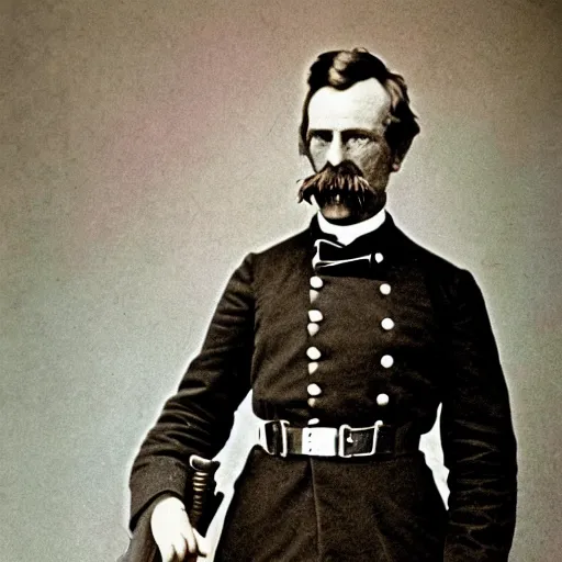 Image similar to Colorized 1878 photo of Colonel Hutic - a famous Union general who fought with a baseball bat and a scythe