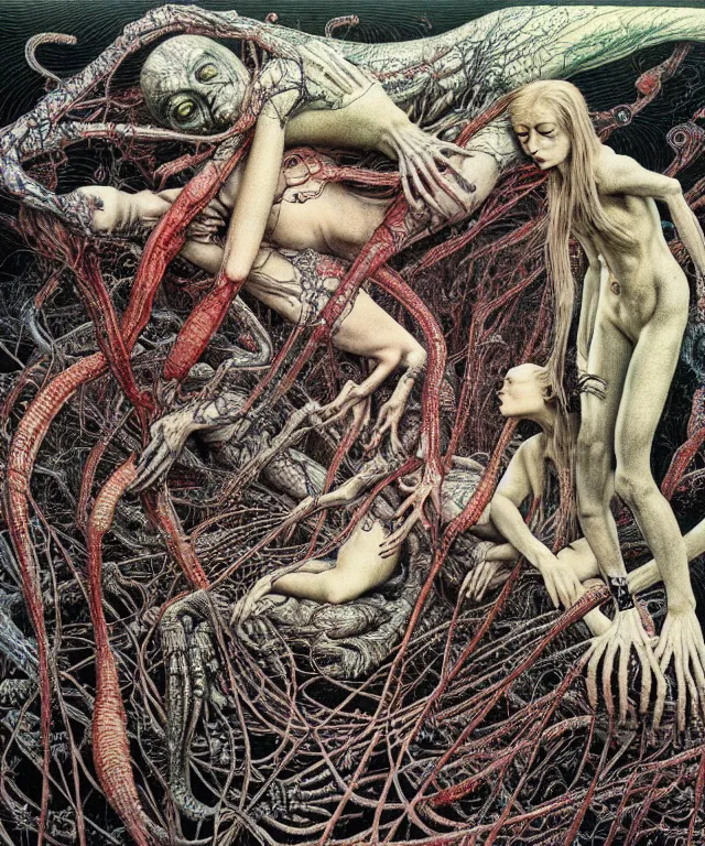 Image similar to early colour 8k photo of the miracle of life by H.R.Giger, Vania Zouravliov, by Ayami Kojima, Amano, Takato Yamamoto