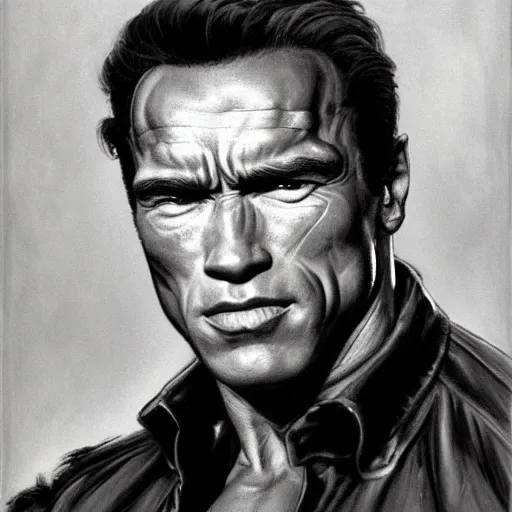 Image similar to portrait of hero arnold schwarzenegger by frank frazetta