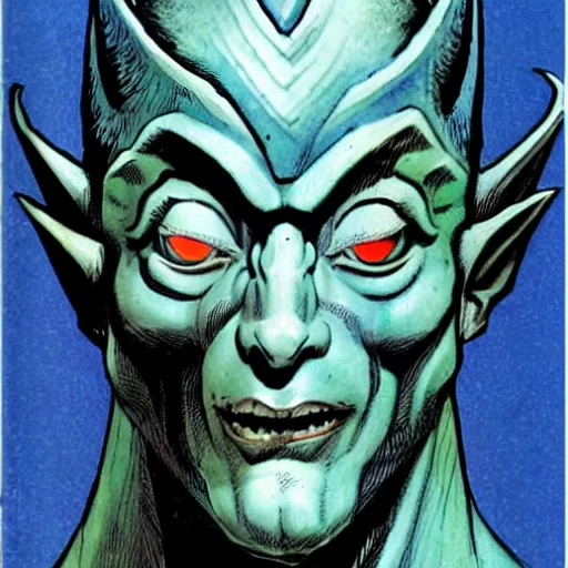 Image similar to head and shoulders portrait of a medieval d & d fantasy anthropomorphic blue dragon - headed - human hybrid with electrcity magic, comic book cover art photo by phil noto, frank miller, hr giger