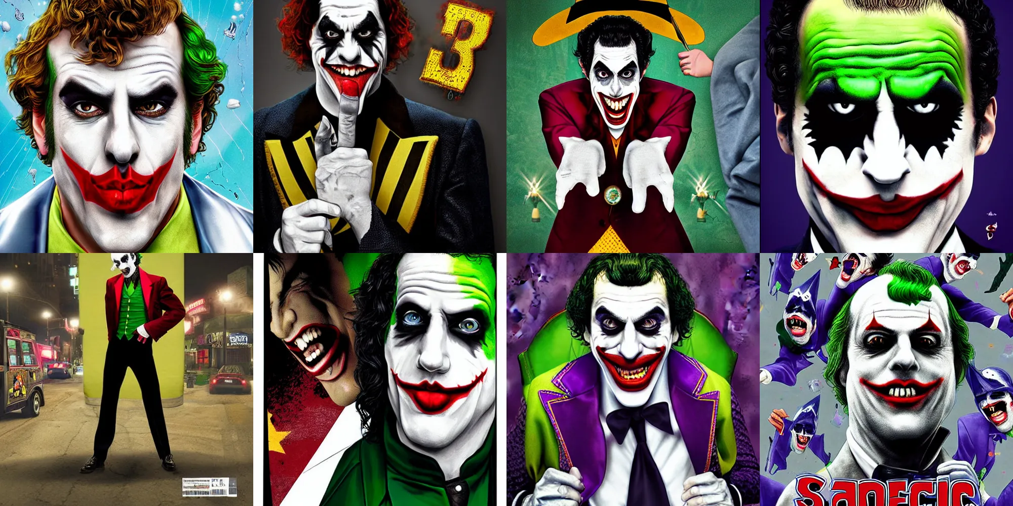 Prompt: Sacha Baron Cohen as Joker GTA cover art by Steven Bliss