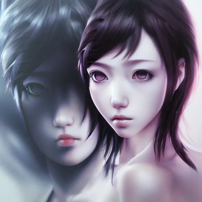 Image similar to beautiful portrait of the popular girl, by katsuhiro otomo, yoshitaka amano, nico tanigawa, and artgerm rendered with 3 d effect.