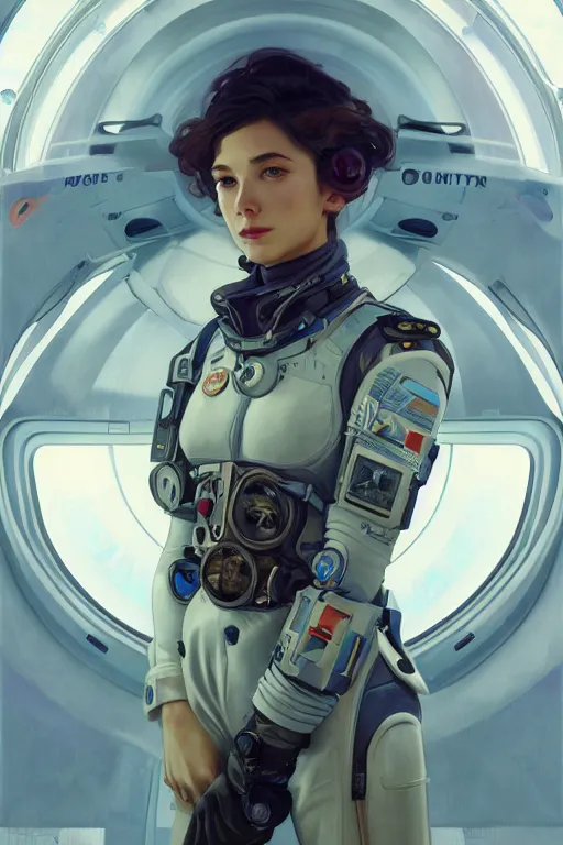 Prompt: portrait futuristic beautiful South Europe Airforce armored pilot Girl, at inside of future fighter aircraft, ssci-fi, fantasy, intricate, very very beautiful, elegant, human anatomy, neon light, highly detailed, digital painting, artstation, concept art, soft light, smooth, sharp focus, illustration, art by tian zi and WLOP and alphonse mucha