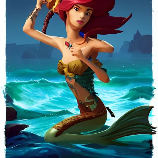 Prompt: jack the pirate mermaid on sea of thieves game avatar hero smooth face median photoshop filter cutout vector, behance hd by jesper ejsing, by rhads, makoto shinkai and lois van baarle, ilya kuvshinov, rossdraws global illumination, illustration, art by ilya kuvshinov and gustav klimt