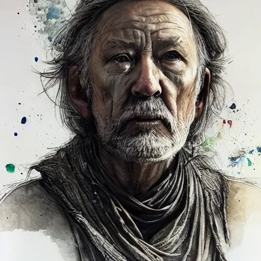 Prompt: portrait, elderly male druid, watercolor, dramatic lighting, cinematic, establishing shot, extremely high detail, foto realistic, cinematic lighting, pen and ink, intricate line drawings, by Yoshitaka Amano, Ruan Jia, Kentaro Miura, Artgerm, post processed, concept art, artstation, matte painting, style by eddie mendoza, raphael lacoste, alex ross