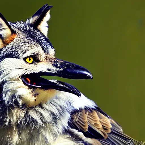 Prompt: bird - wolf, nature photography