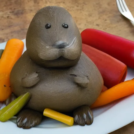 Image similar to beaver, duck, vegetables