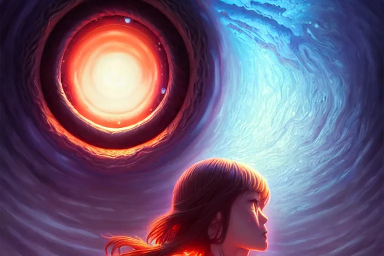 Prompt: azathoth girl save the earth, occlusion shadow, specular reflection, rim light, unreal engine, artgerm, artstation, art by hiroaki samura and ilya kuvshinov and ossdraws, intricate, highly detailed 8 k, surrealistic fantasy illustration, cosmic horror, box office hit, movie poster