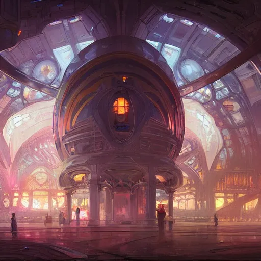 Image similar to city built underground, lots of lights, science fiction, colorful, elegant, pale, highly detailed, digital painting, artstation, concept art, smooth, sharp focus, illustration, art by artgerm and greg rutkowski and alphonse mucha